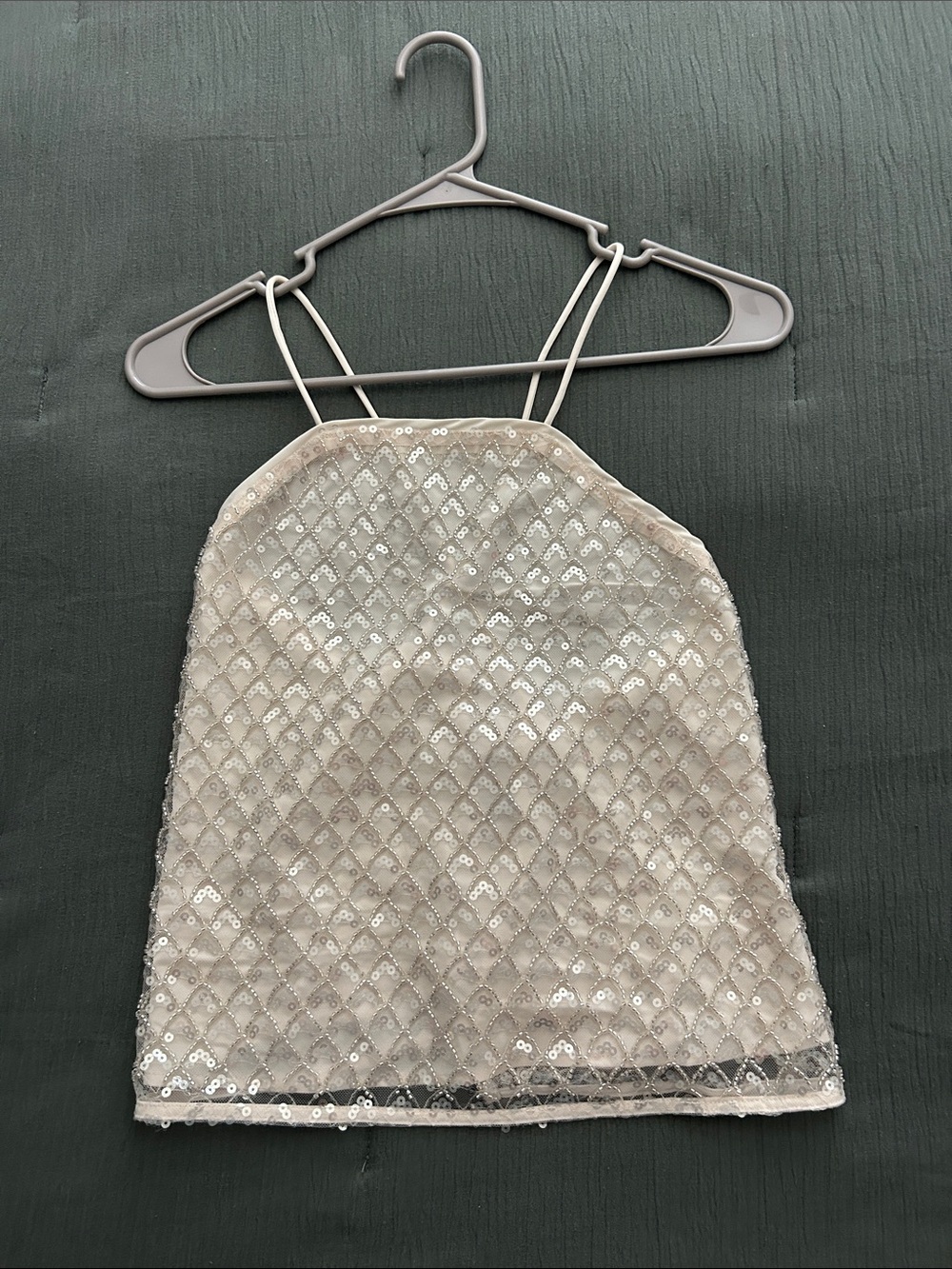 Lulu's Ivory Sequin Halter Tank Top